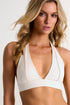 Shan Charlie Halter Triangle Bikini Top With Frayed Details